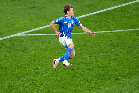 Nicolo Barella celebrates after scoring team's second goal